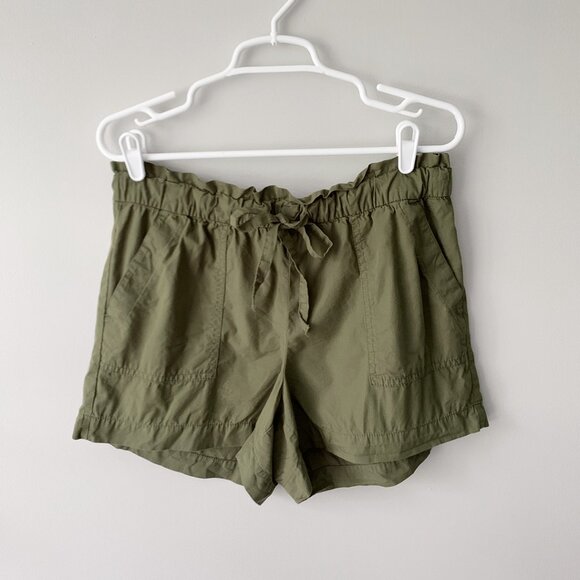 LOFT Pants - LOFT Cargo Shorts Olive Green | Drawstring Paperbag Style Waist